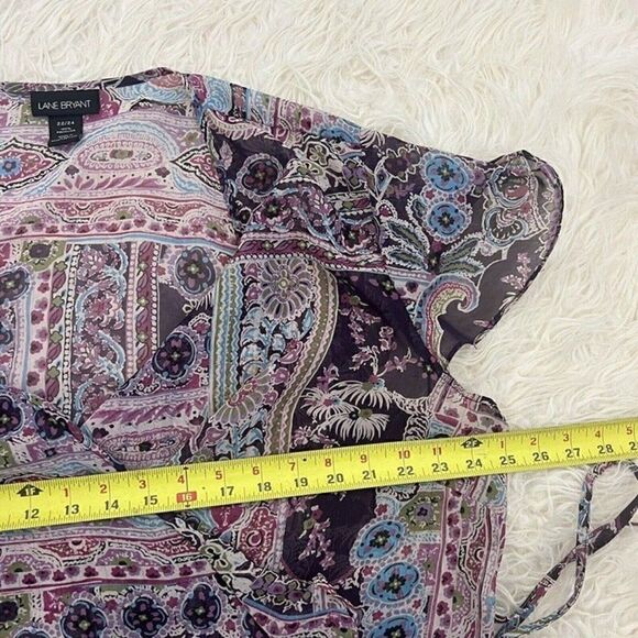 Lane Bryant Purple Paisley Plus Size 22/24 Wrap Blouse Floral Peasant bohemian - Picture 7 of 12